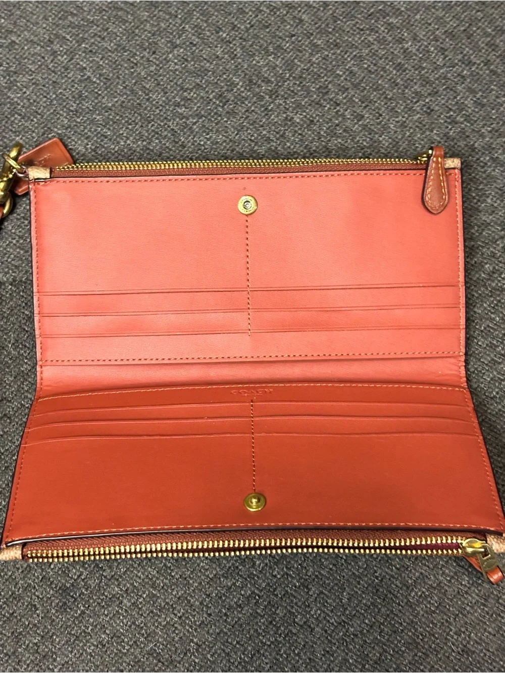 Coach Brown/Tan Signature Satchel with Matching Wristlet